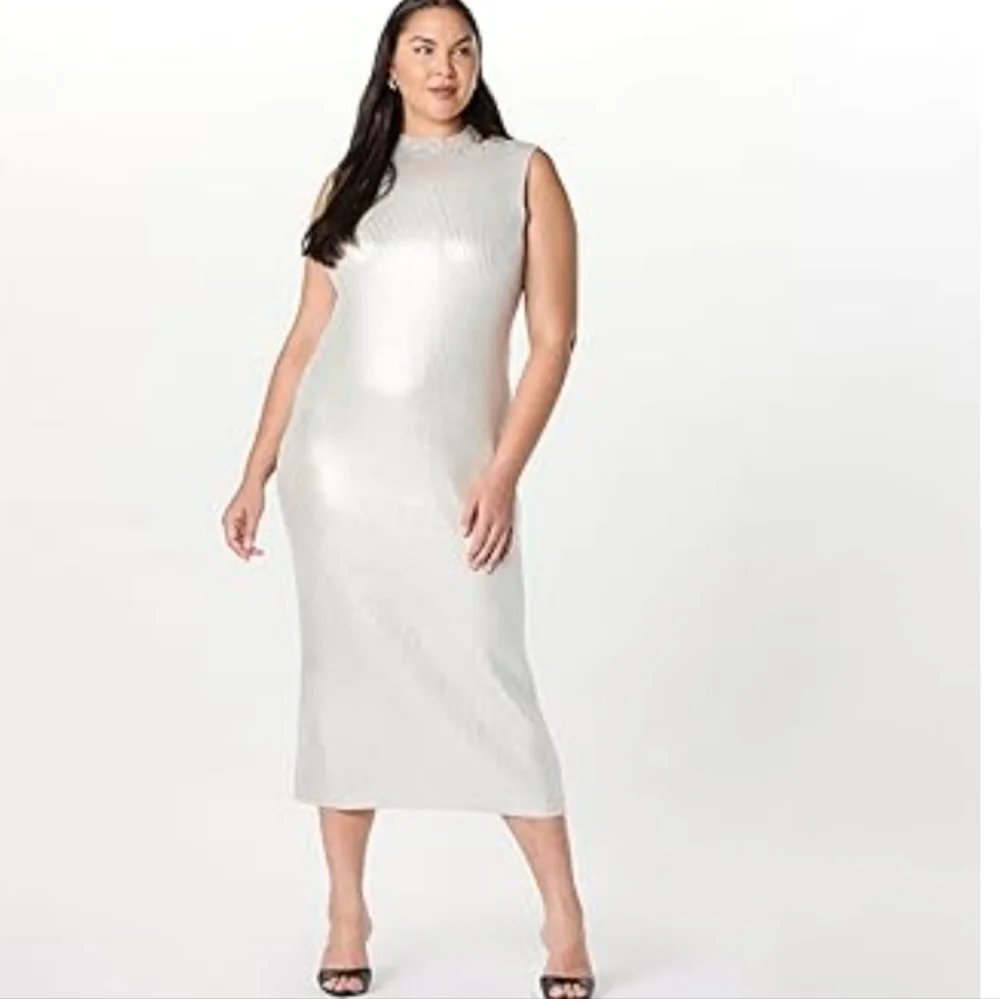 NWT The Drop Elegant Sleeveless Sweater Dress In Silver Size XXL
